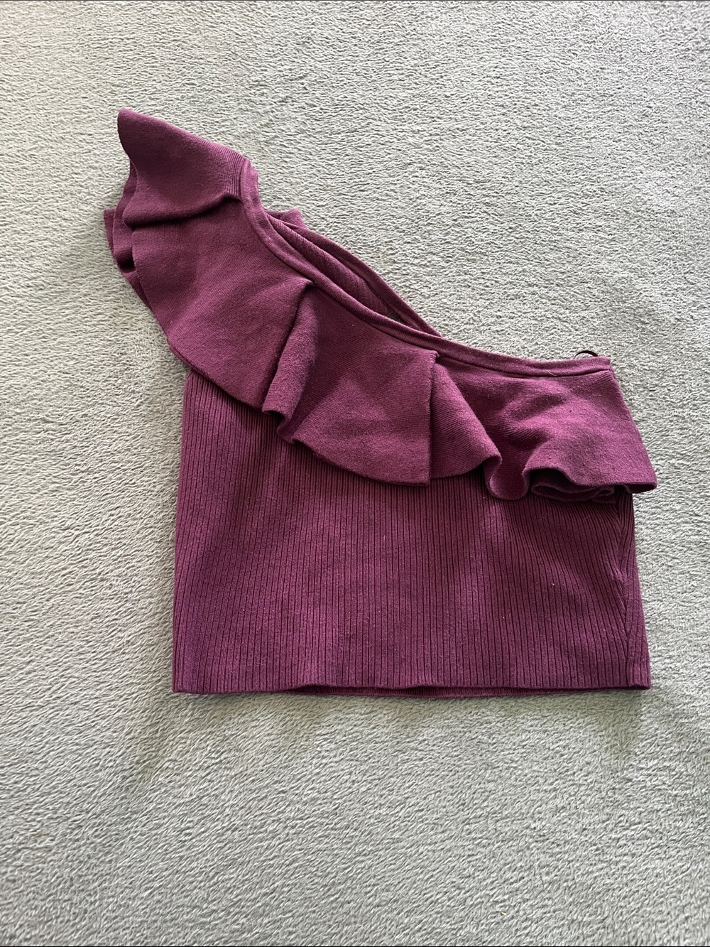 Express one shoulder ruffled cropped sweater